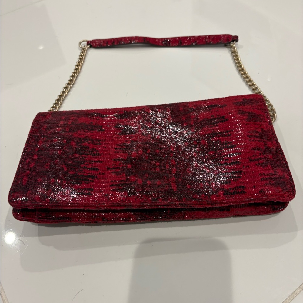 Banana Republic Red Clutch with Chain Strap